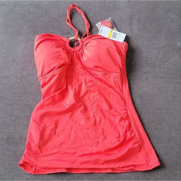 Michael Kors Logo Ring Bandini Swim Halter Top & Bottom 2 piece Set - Sea Coral - Picture 10 of 16